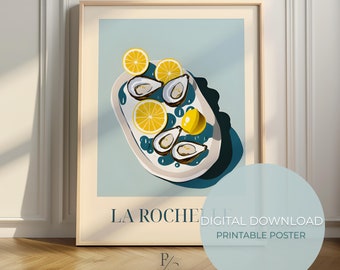 Oyster food art - La Rochelle print - French kitchen poster - digital download
