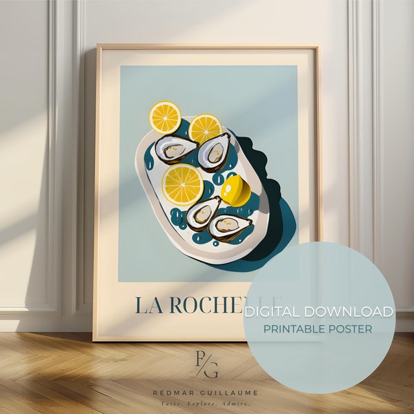 Oyster food art - La Rochelle print - French kitchen poster - digital download