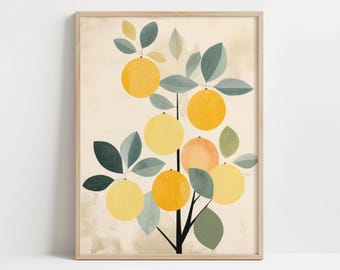 Citrusboom in bohostijl - Poster met of zonder lijst - Keukenkunstprint