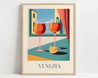 Aperol Spritz de Venecia, Italia - Póster con o sin marco - Lámina decorativa para la cocina