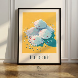 Impresión de cocina Île de Ré - Cartel de arte de pared Yellow Fleur de Sel - Sal francesa - Obras de arte coloridas para la decoración de la cocina- Póster solo o enmarcado