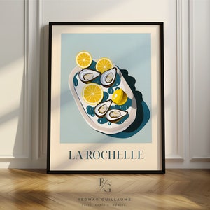 Oysters kitchen poster | La Rochelle kitchen poster | French kitchen poster | Poster only or framed