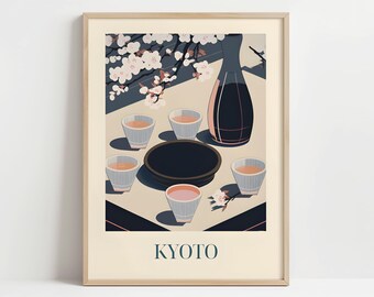 Sake from Kyoto, Japan - Poster with or without frame - Kitchen art print