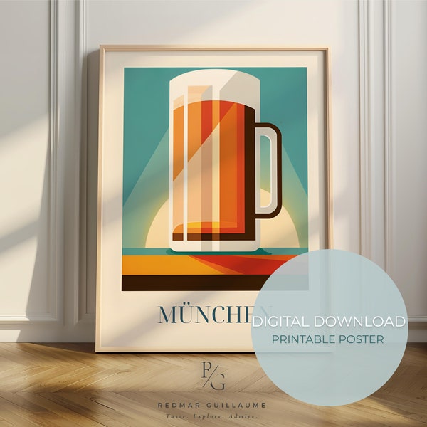 Beer art - Munich print - German kitchen poster - digital download