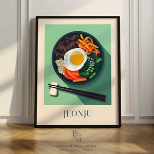 Trending koreanisches Essen Küche Poster | Bibimbap von Jeonju Küchendruck | Kunst Dekoration | Poster nur oder gerahmt