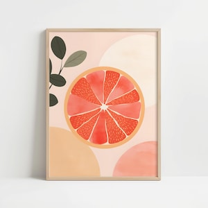 Pomelo naranja en estilo boho - Póster con o sin marco - Lámina decorativa para la cocina
