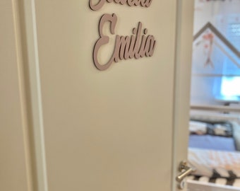 Namensschild aus Holz für Tür Kinderzimmer Deko | personalisierter Schriftzug Name | lackiert unlackiert bunt