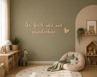 Be cheeky, wild, and wonderful wooden lettering | Kids' room wall decor | Boho wooden decor