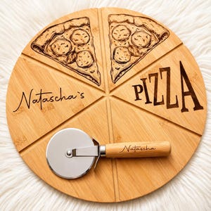 Pizzabrett rund Pizzateller personalisiert Gravur Männer Geschenke Hochzeitsgeschenke Einweihungsgeschenk Weihnachten Vatertag Mafiatorte