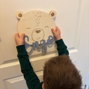 Namensschild Türschild aus Holz Wanddekoration Kinderzimmer Ritterburg Burg Tiere Dino Dinosauria Prinzessin schloss Minnie Bär Astronaut