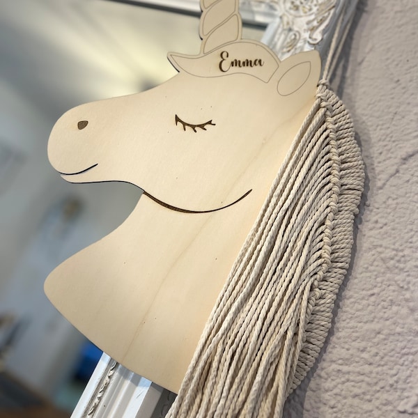 Haarspangenaufbewahrung Spangenhalter personalisiert aus Holz Pferd Einhorn Wolke