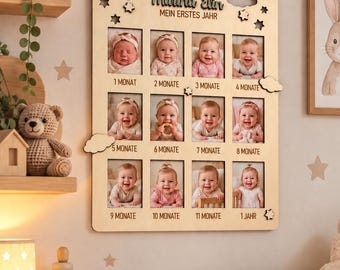 Picture frame My first year 1st birthday Photo frame Months Photo collage Milestones the first baby year my childhood Ma Premiere annee