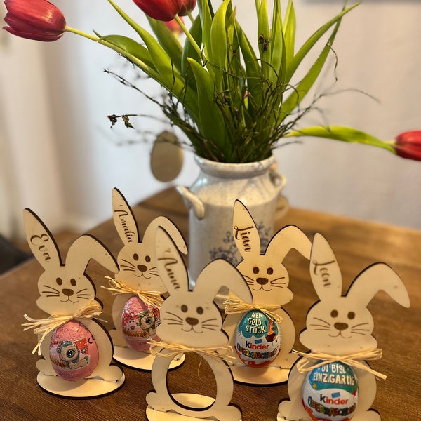 Easter gift Ü-egg holder bunny made of wood personalized, surprise egg holder, Easter, Easter bunny