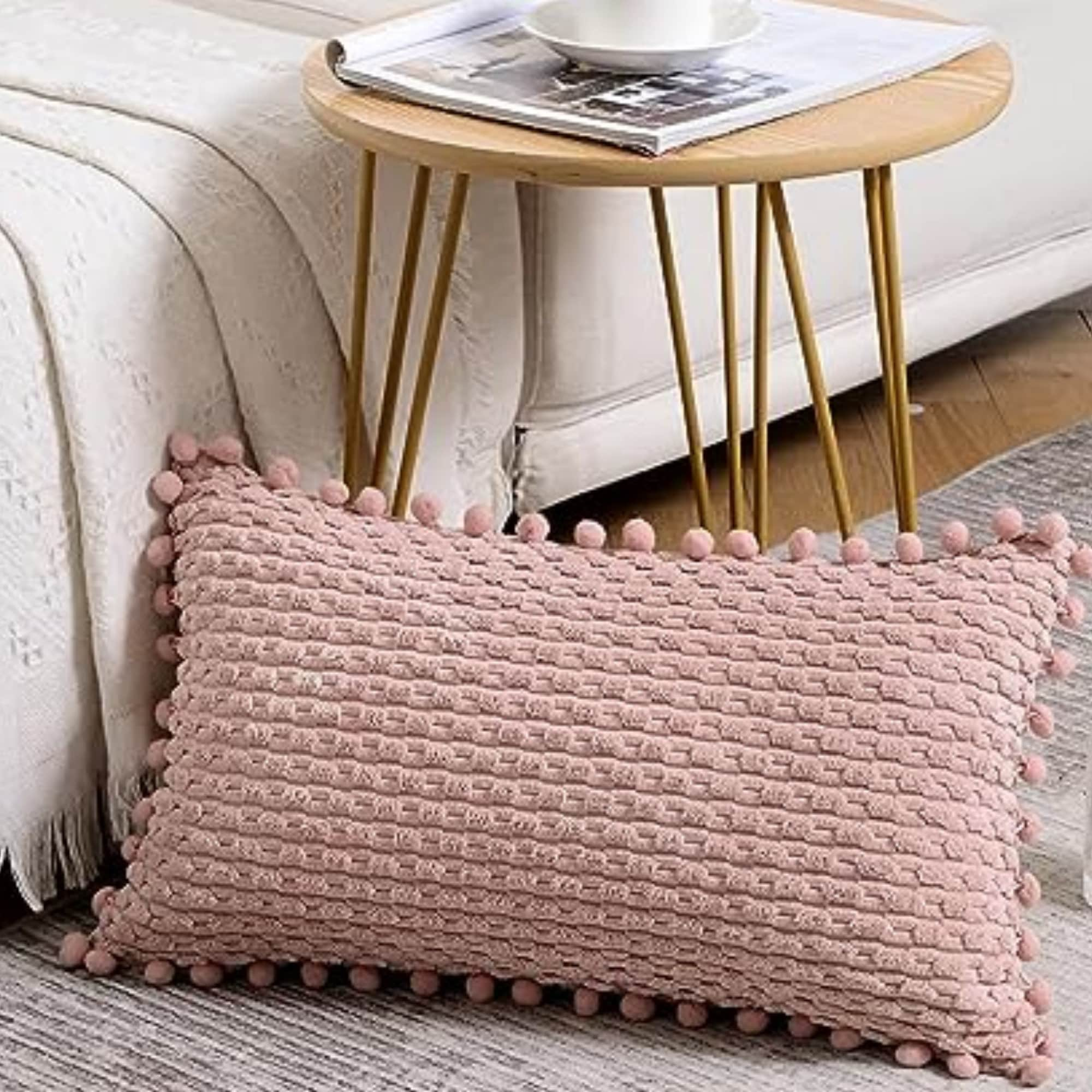 Pavilia Set Of 2 Pom Pom Throw Pillow Covers, Decorative Pompom Fringe  Square Cushion Cases For Couch Sofa Bed, Light Pink/18 X 18 : Target