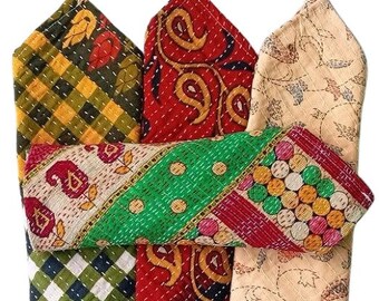 Großhandelsposten indisches Kantha-Servietten-Set, handgefertigte wiederverwendbare Tischservietten für Zuhause, Küche, Esszimmer, Feiertags-Tischtuchservietten