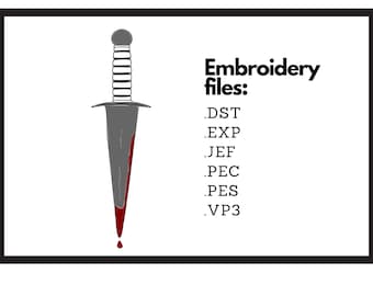Used dagger with drip embroidery files