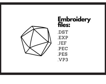 D20 dice (outline) embroidery files