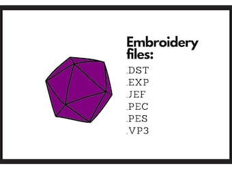 D20 dice (filled in) embroidery files