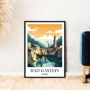 Bad Gastein travel poster Austria mountains poster skiing print digital download self-print gift illustration printable wallart