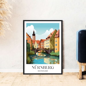 Nuremberg travel poster Germany big city print Bavaria poster digital download DIY self-print gift illustration printable wallart