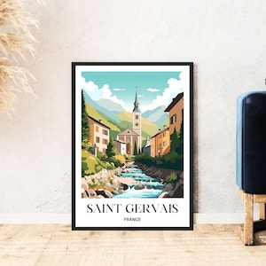 Saint-Gervais-Les-Bains travel poster France Alps Mountains Hiking Digital Download Self-print Gift Holiday Poster printable Wallart