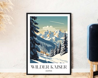 Wilder Kaiser travel poster Austria mountains skiing hiking digital download self-print gift winter holiday poster printable wall art
