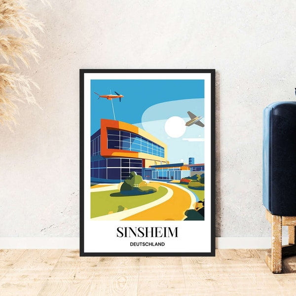 Sinsheim travel poster Germany cities poster technology museum print digital download self-print gift illustration printable wallart