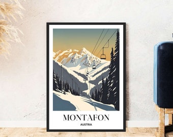 Montafon travel poster Austria mountains skiing hiking digital download self-print gift winter holiday poster printable wallart