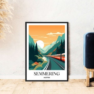 Semmering línea ferroviaria cartel de viaje Austria esquí de montaña senderismo descarga digital autoexpresión regalo cartel de vacaciones imprimible wallart