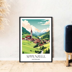 Appenzell travel poster Switzerland mountains skiing hiking digital download self-print gift winter holiday poster printable wallart