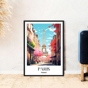 Paris Eiffel Tower travel poster France city love art digital download self print gift holiday poster printable wallart