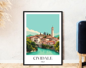 Cividale Old Town Travel Poster Italy Tuscany Culture Landscape Digital Download Self-Print Gift Holiday Poster Printable Wallart