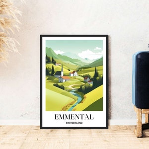 Emmental travel poster Switzerland mountains skiing hiking digital download self-print gift winter holiday poster printable wallart