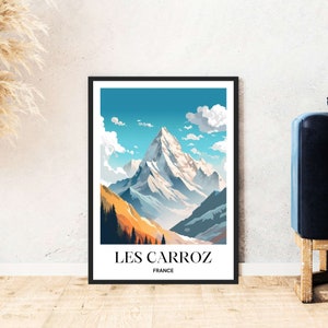 Les Carroz d'Arâches 旅行ポスター フランス アルプス スキー 山 ハイキング デジタル ダウンロード セルフプリント ギフト ホリデー ポスター 印刷可能 Wallart