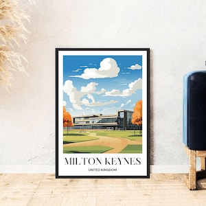 Milton Keynes Travel Poster United Kingdom Poster Print Wall Art Home Decor Digital Download Self Print Gift Holiday printable Wallart