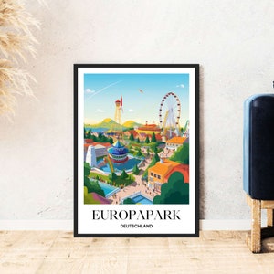 Europapark Rust Reiseposter Deutschland Freizeitpark Digital Download Selbstausdruck Geschenk Wanderurlaub Illustration printable Wallart
