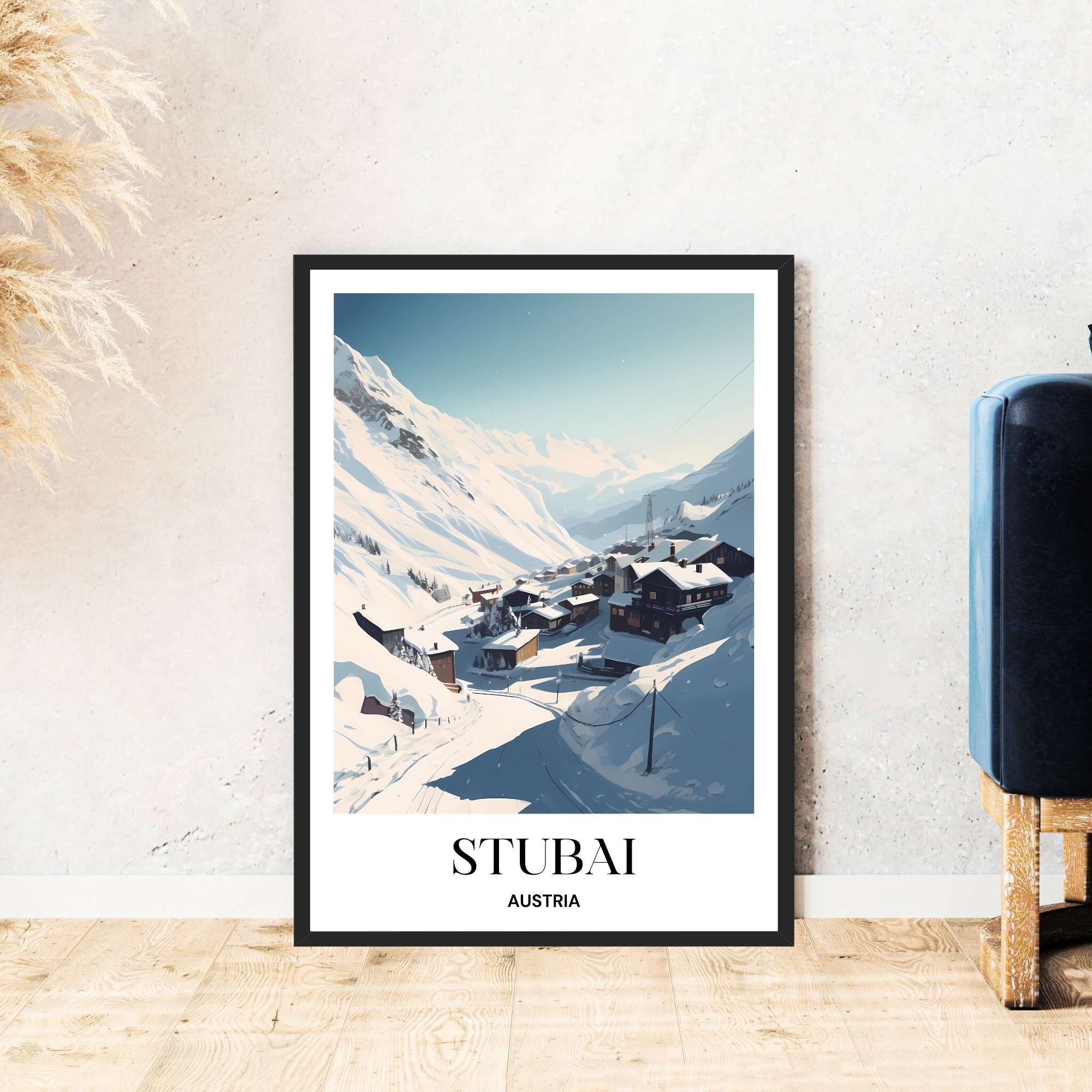 Stubai Glacier Travel Poster Austria Mountains Ski Hiking Digital Download Self-Print Gift Winter Holiday Poster Printable Wallart