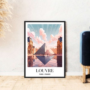 Louvre París Cartel de viaje Francia Museo Arte Ciudad Vieja Arte Digital Descargar Autoexpresión Regalo Vacaciones Cartel Imprimible Wallart