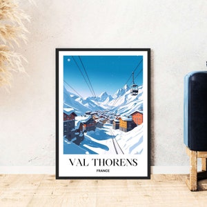 Val Thorens Travel Poster Frankrijk Alpen Ski Snowboard Bergen Digitale Download Zelfexpressie Cadeau Vakantie Poster Afdrukbare Wallart