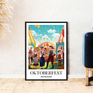 Oktoberfest travel poster Germany, The Meadows Poster, Munich print, digital download, DIY self-print, gift, printable wall art