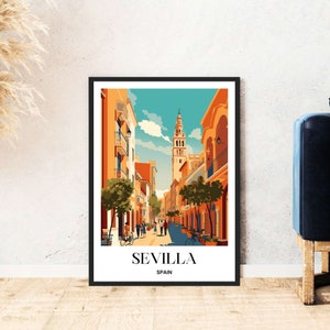 Sevilla Reiseposter Spanien Poster Druck Wandkunst Home Decor Digital Download Selbstausdruck Geschenk Urlaub Poster printable Wallart