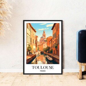 Cartel de viaje de Toulouse Francia La Ville Rose Old Town Descarga digital Autoimpresión Regalo Cartel de vacaciones Imprimible Wallart