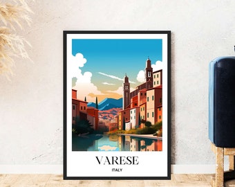 Varese old town Lombardy travel poster Italy hill town culture digital download self-print gift holiday poster printable wallart
