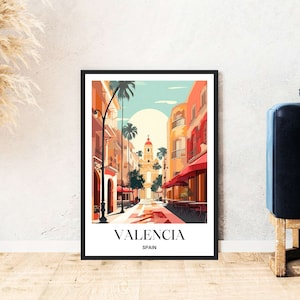 Cartel de viaje de Valencia España cartel impresión pared arte decoración del hogar descarga digital autoexpresión regalo vacaciones cartel imprimible Wallart