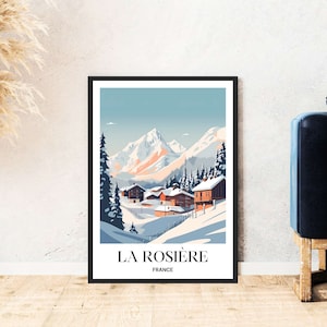 La Rosière travel poster France Alps Mountains Ski Snowboard Hiking Digital Download Self-print Gift Holiday Poster printable Wallart