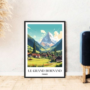 Le Grand-Bornand travel poster France Alps Mountains Ski Hiking Digital Download Self-print Gift Holiday Poster printable Wallart