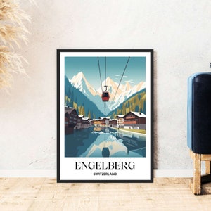 Engelberg Titlis Reiseposter Schweiz Berge Skifahren Wandern Digital Download Selbstausdruck Geschenk Winterurlaub Poster printable Wallart