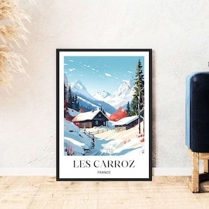 Les Carroz d&#39;Arâches travel poster France Alps Mountains Ski Hiking Digital Download Self-print Gift Holiday Poster printable Wallart
