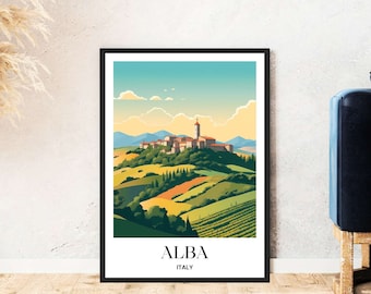 Alba Piedmont Nature Landscape Travel Poster Italy Vineyard Hiking Digital Download Self-Print Gift Holiday Poster Printable Wallart