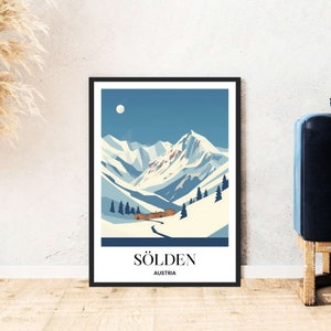 Sölden Ötztal travel poster Austria mountains skiing hiking digital download self-print gift winter holiday poster printable wallart